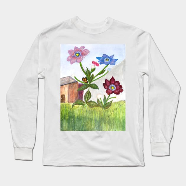 Wildflowers are Busting Out With Butterflies Long Sleeve T-Shirt by MVdirector